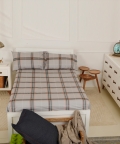 Boys Scout Grey Plaid Organic Bedsheet Set Single Flat Sheet